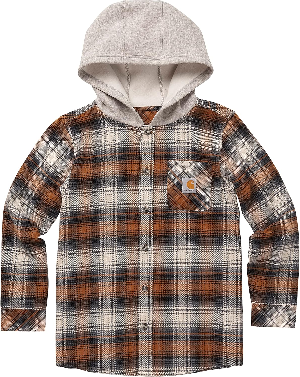 Carhartt Boys' Long-Sleeve ButtonFront Hooded Flannel Shirt